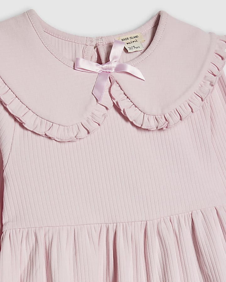 mini ragazze rosa colletto peplum top set