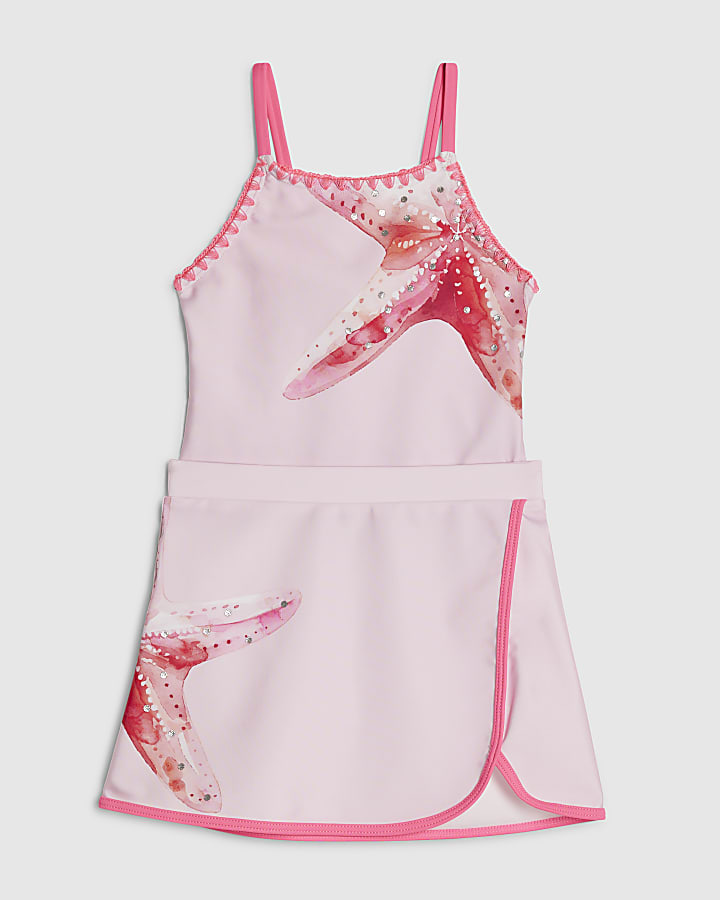 mini ragazze rosa starfish set costume da bagno