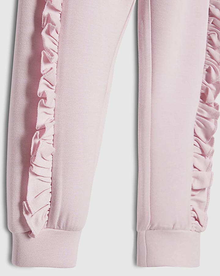 mini ragazze rosa ri volant felpa set