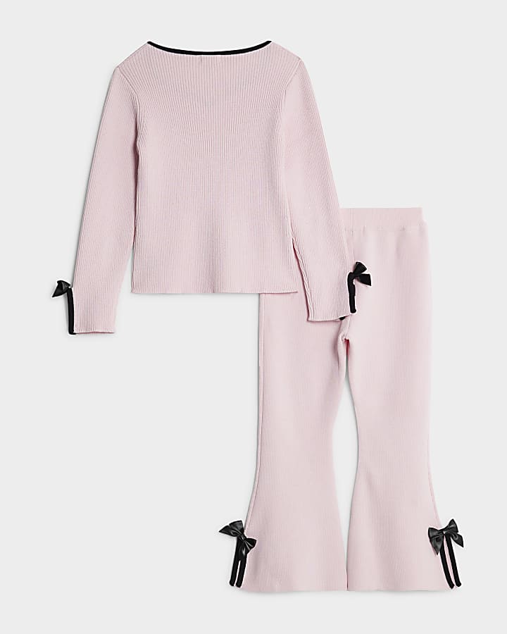 mini ragazze fiocco rosa pantaloni set