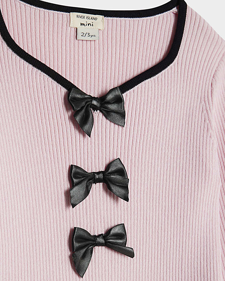 mini ragazze fiocco rosa pantaloni set
