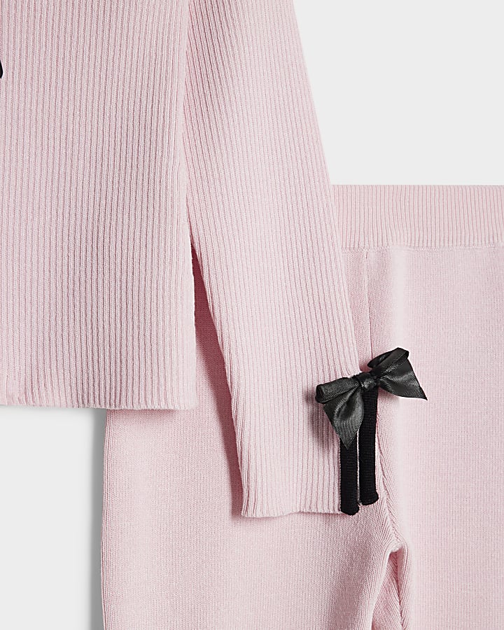 mini ragazze fiocco rosa pantaloni set