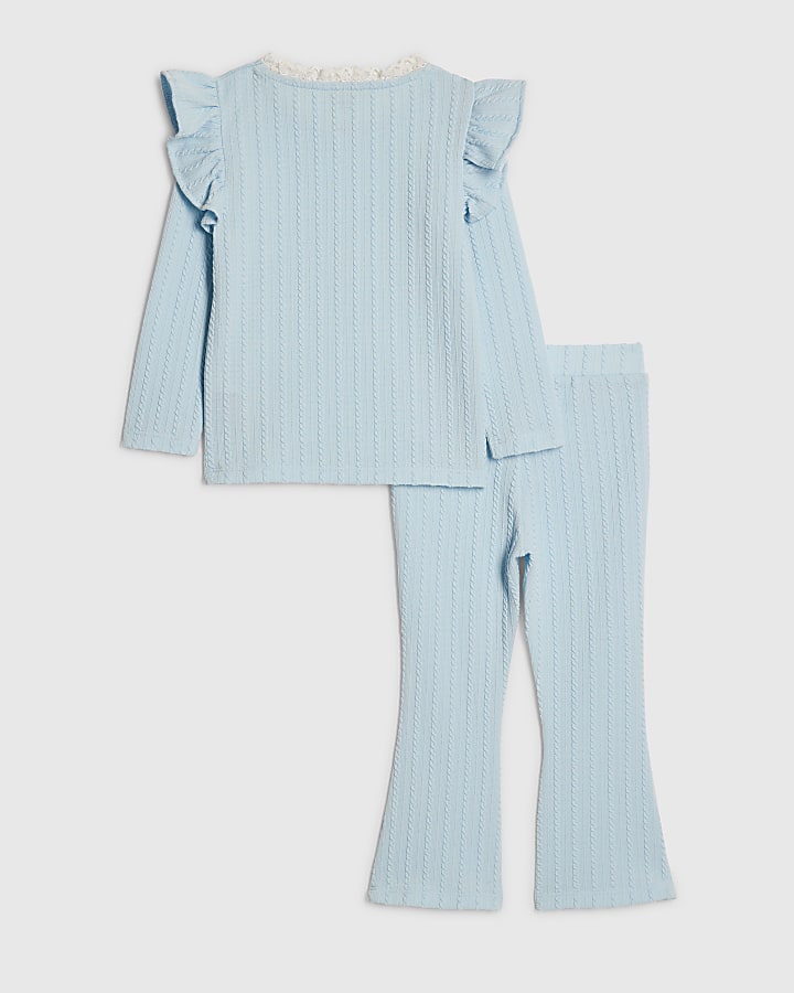 mini ragazze cavo blu maglia t-shirt set