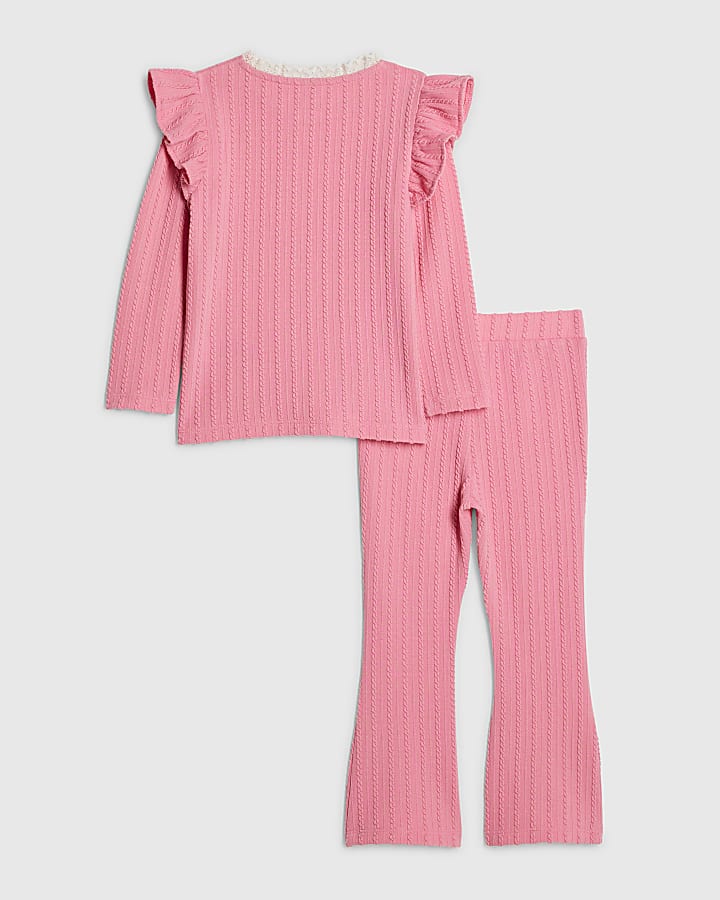 mini ragazze rosa cavo maglia t-shirt set