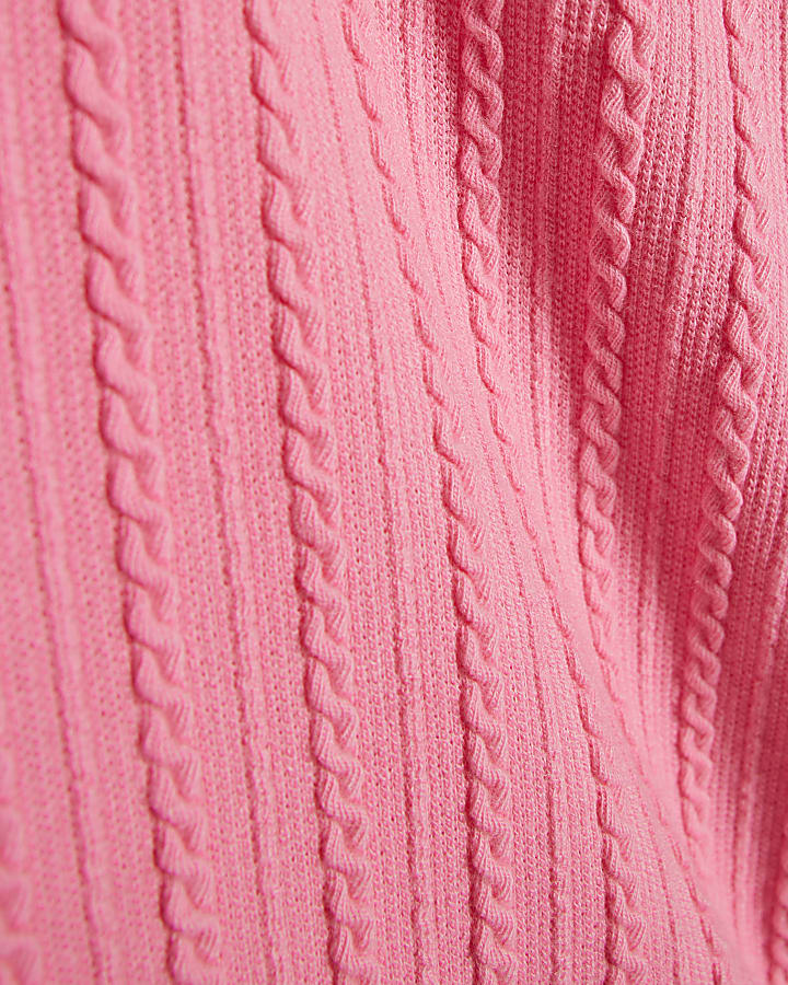 mini ragazze rosa cavo maglia t-shirt set
