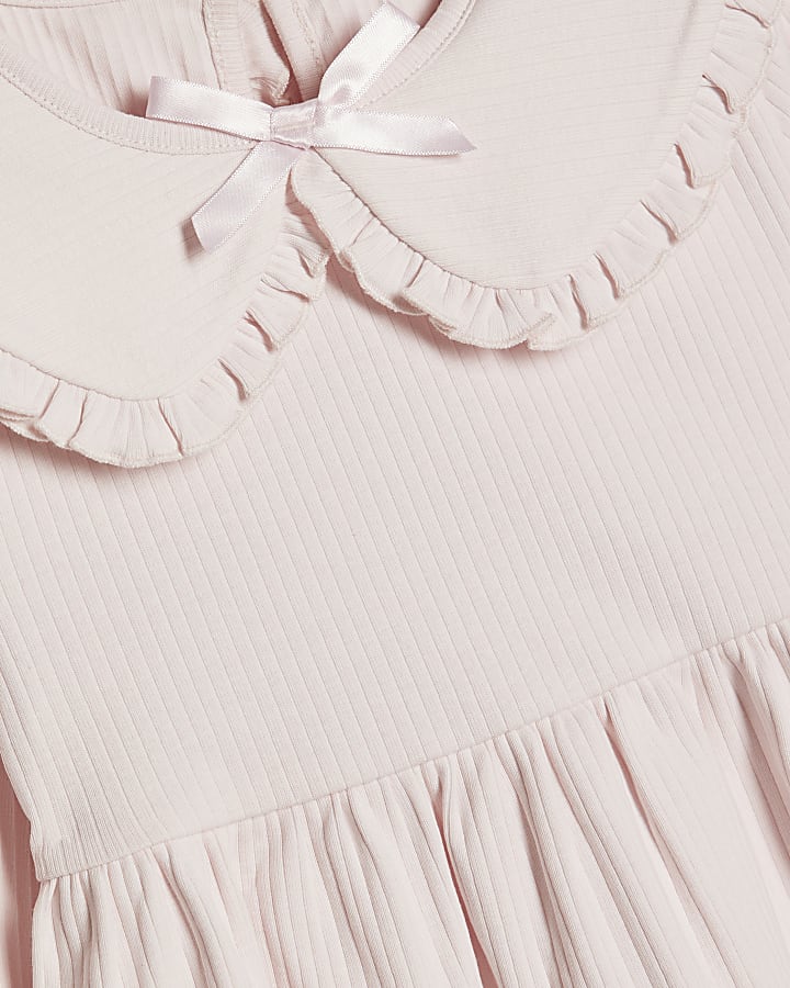 mini ragazze rosa colletto peplum top set