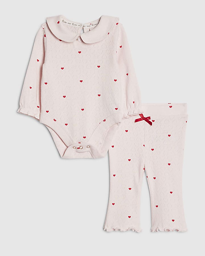 bambine cuore rosa body set
