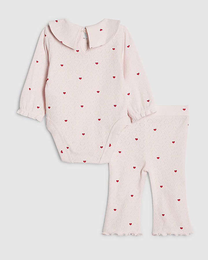 bambine cuore rosa body set
