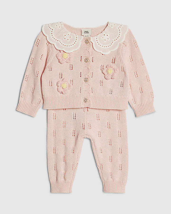bambine rosa giardini margherita knit top set
