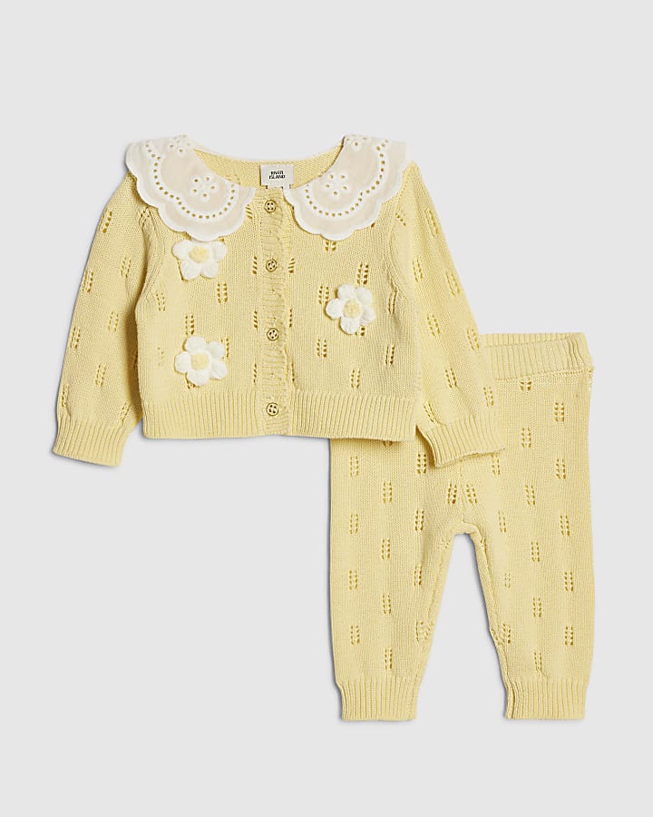 ragazze bambino giallo giardini margherita knit top set