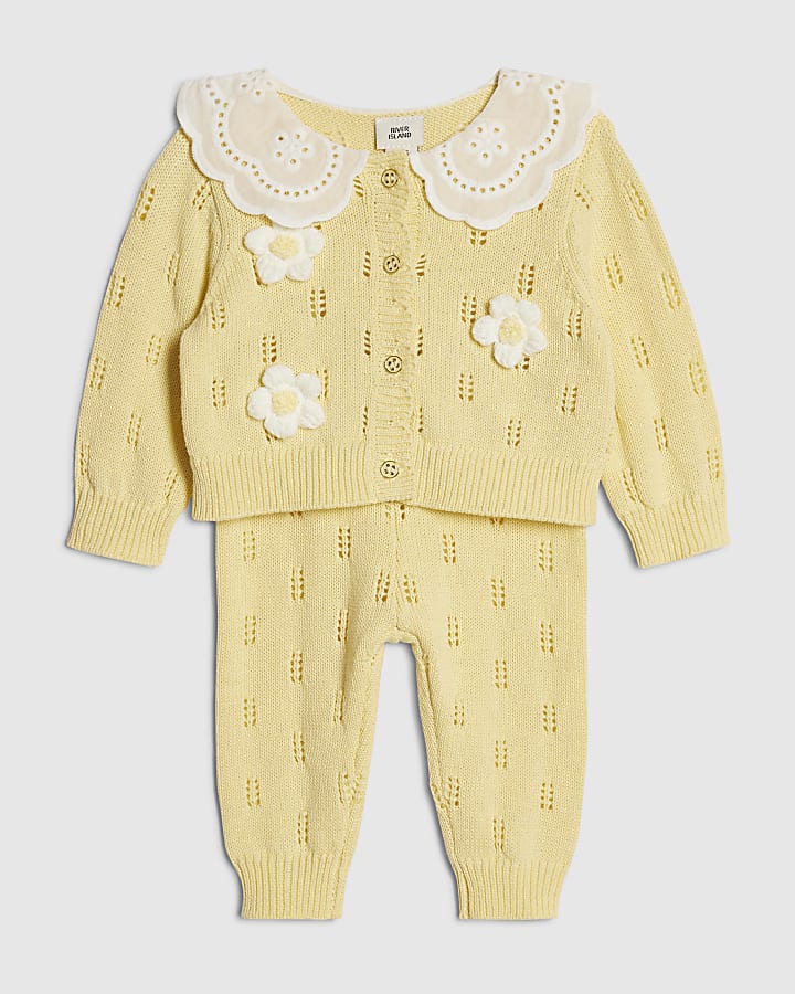 ragazze bambino giallo giardini margherita knit top set