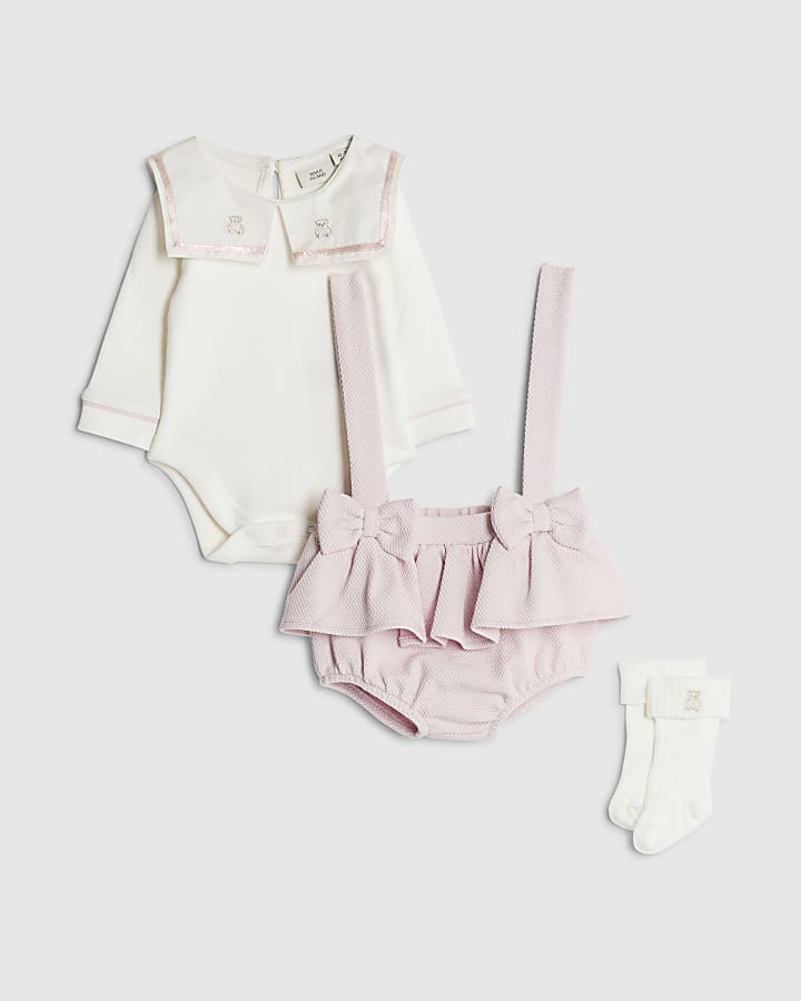 bambine rosa marinaio colletto set pagliaccetto