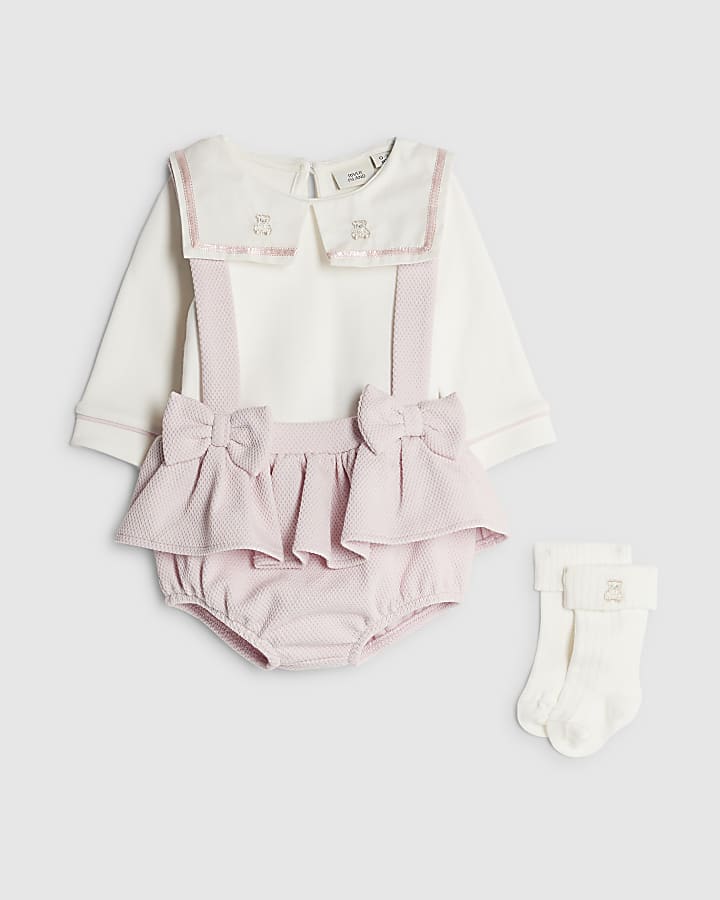 bambine rosa marinaio colletto set pagliaccetto