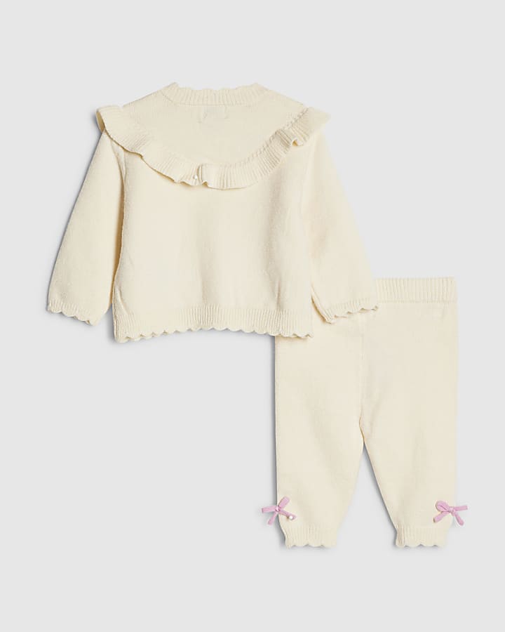 bambine crema arco 3d cardigan maglia set