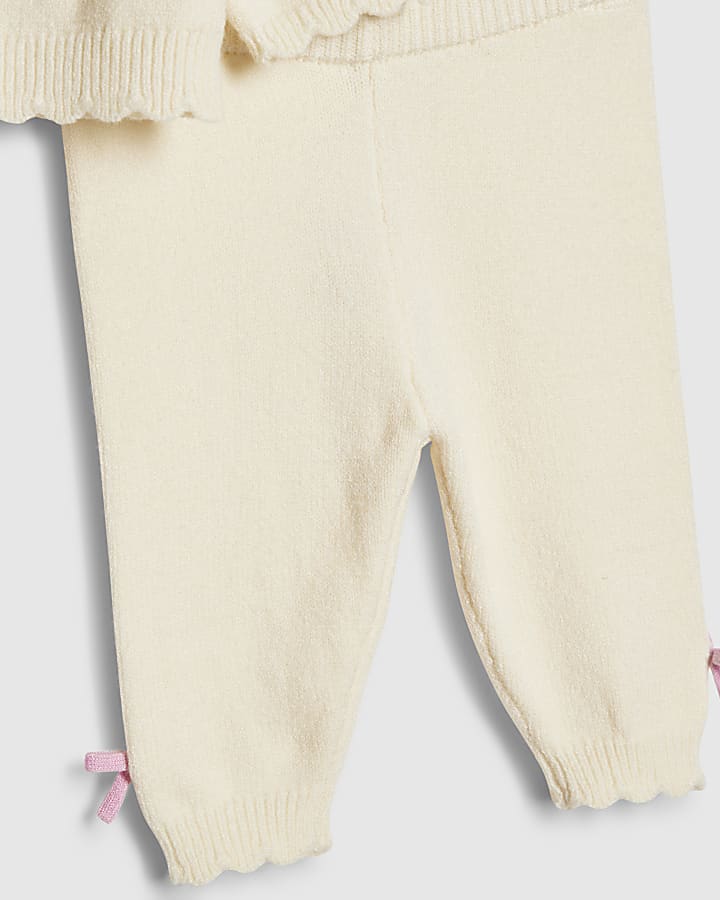 bambine crema arco 3d cardigan maglia set