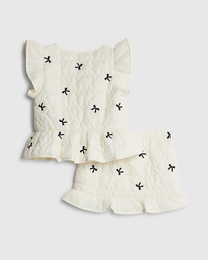 mini ragazze crema di prua gilet e gonna set