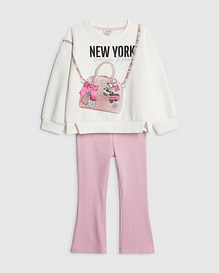 mini ragazze crema york borsa felpa set