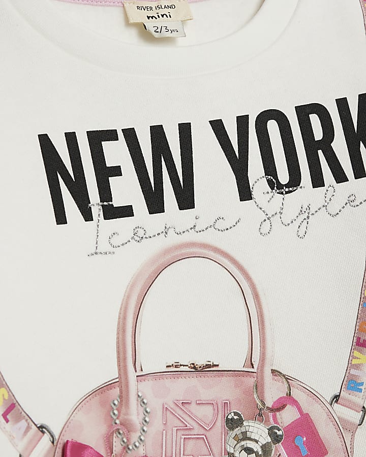 mini ragazze crema york borsa felpa set