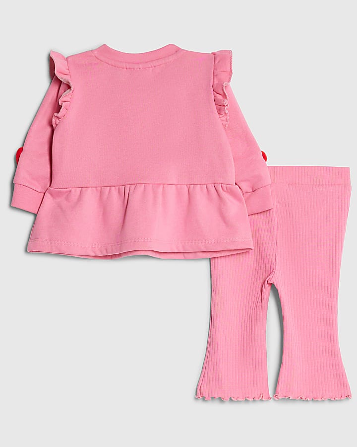 bambine rosa cuore 3d felpa set