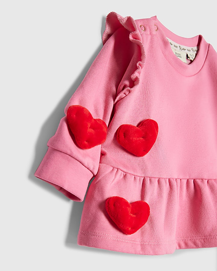 bambine rosa cuore 3d felpa set