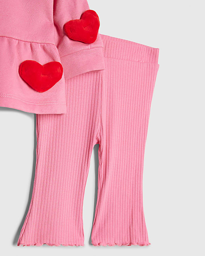bambine rosa cuore 3d felpa set