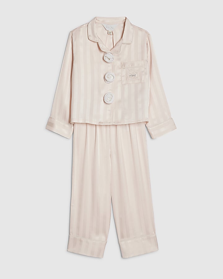 mini ragazze rosa corpetto di raso pigiama set