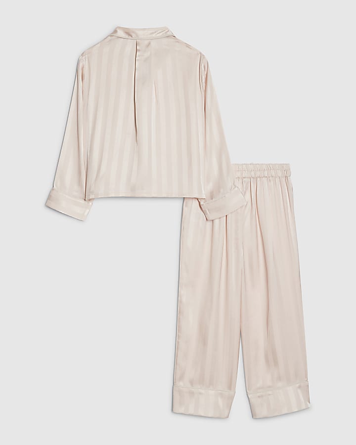 mini ragazze rosa corpetto di raso pigiama set