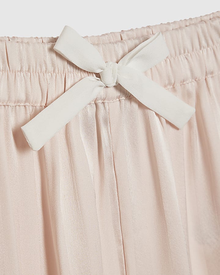 mini ragazze rosa corpetto di raso pigiama set