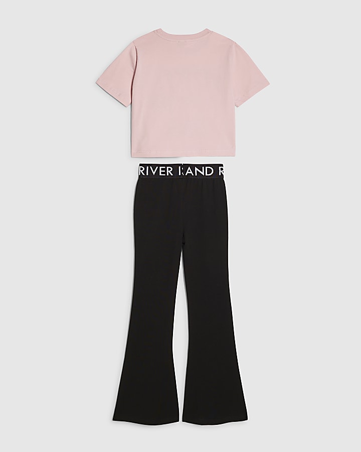 ragazze rosa leopard ragazza vibe crop t-shirt set