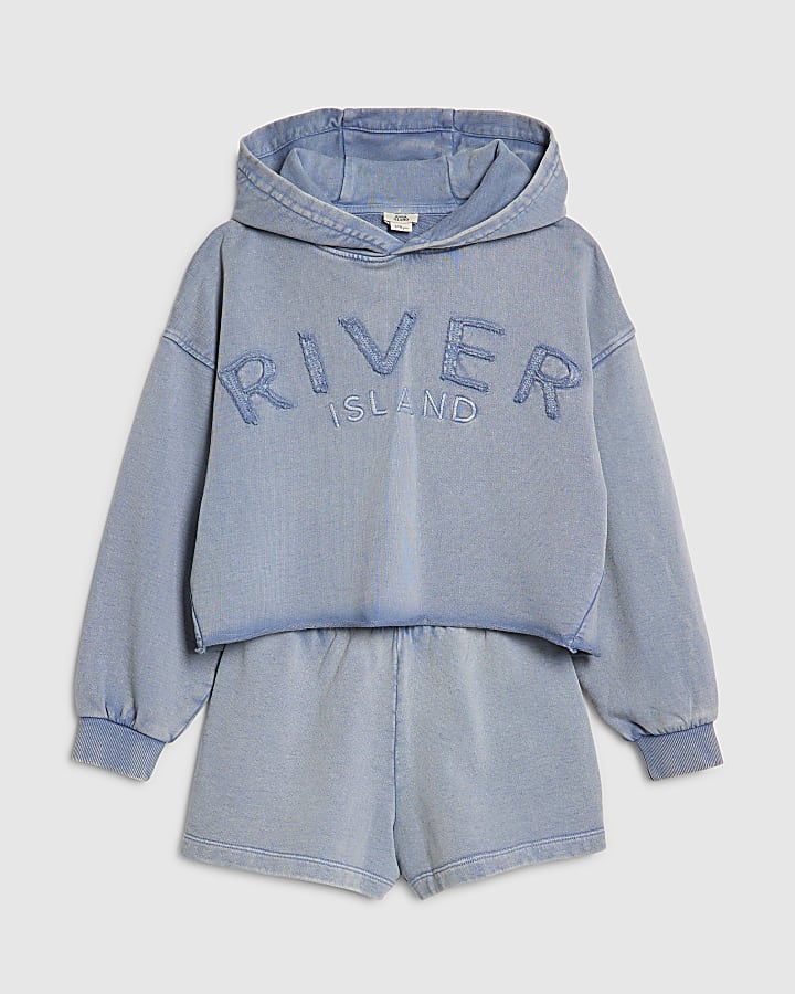 ragazze blu lavato di fiume felpa set