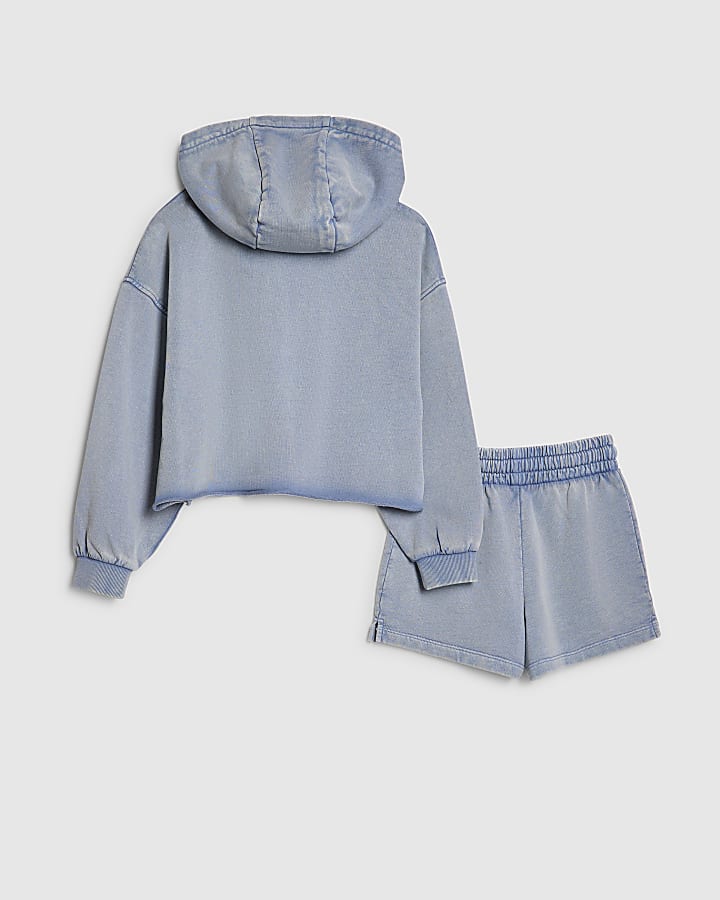 ragazze blu lavato di fiume felpa set