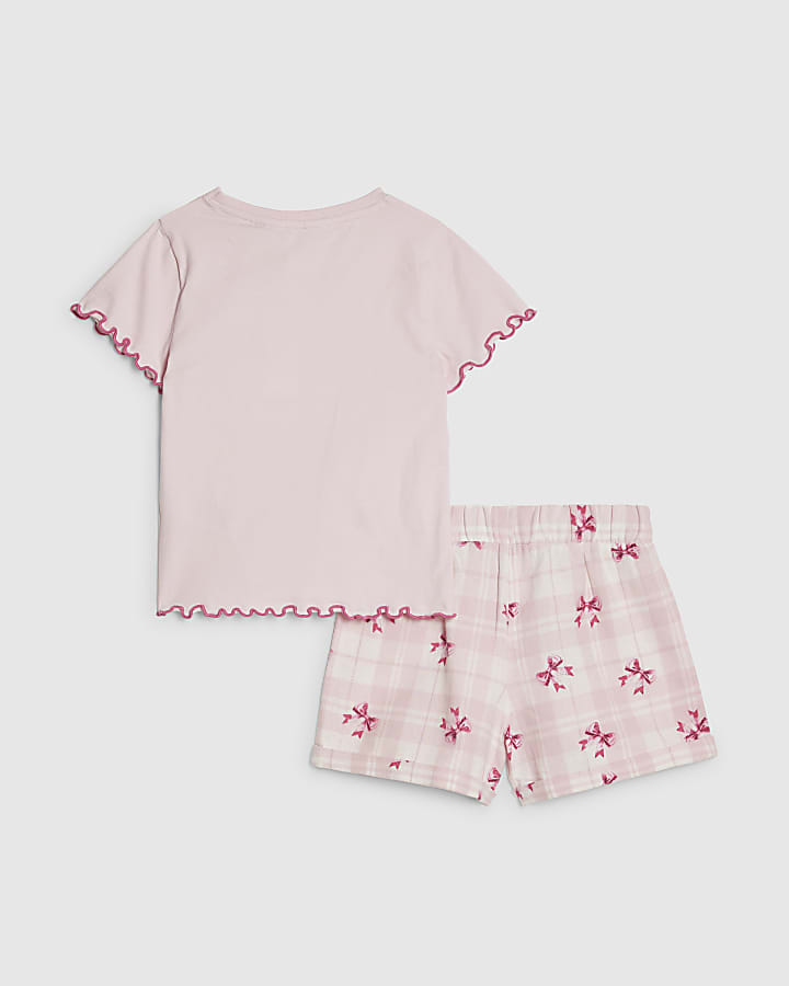 mini ragazze cucciolo rosa pigiama set
