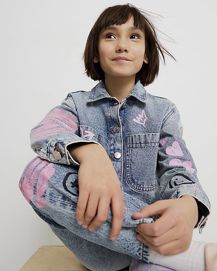ragazze blu impertinente era impreziosito giacca di jeans