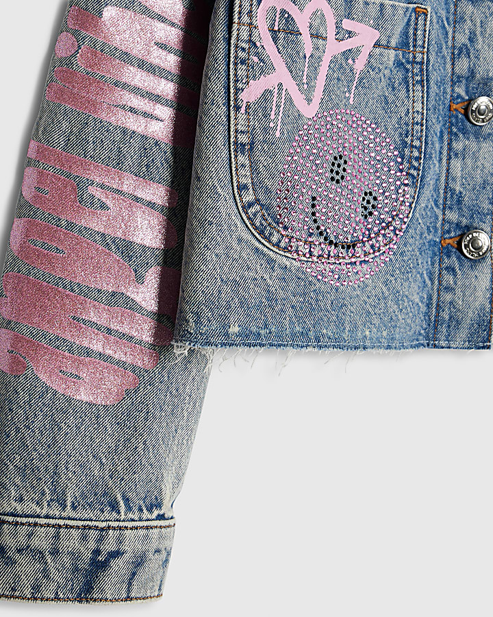 ragazze blu impertinente era impreziosito giacca di jeans