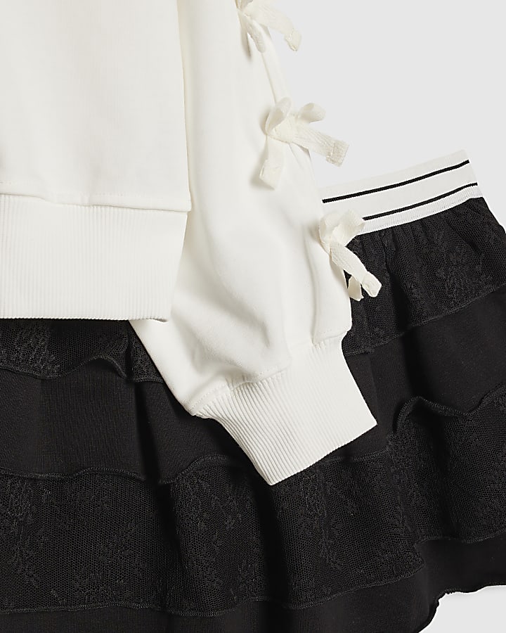 ragazze fiocco nero felpa set