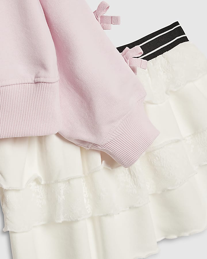 ragazze fiocco rosa felpa set