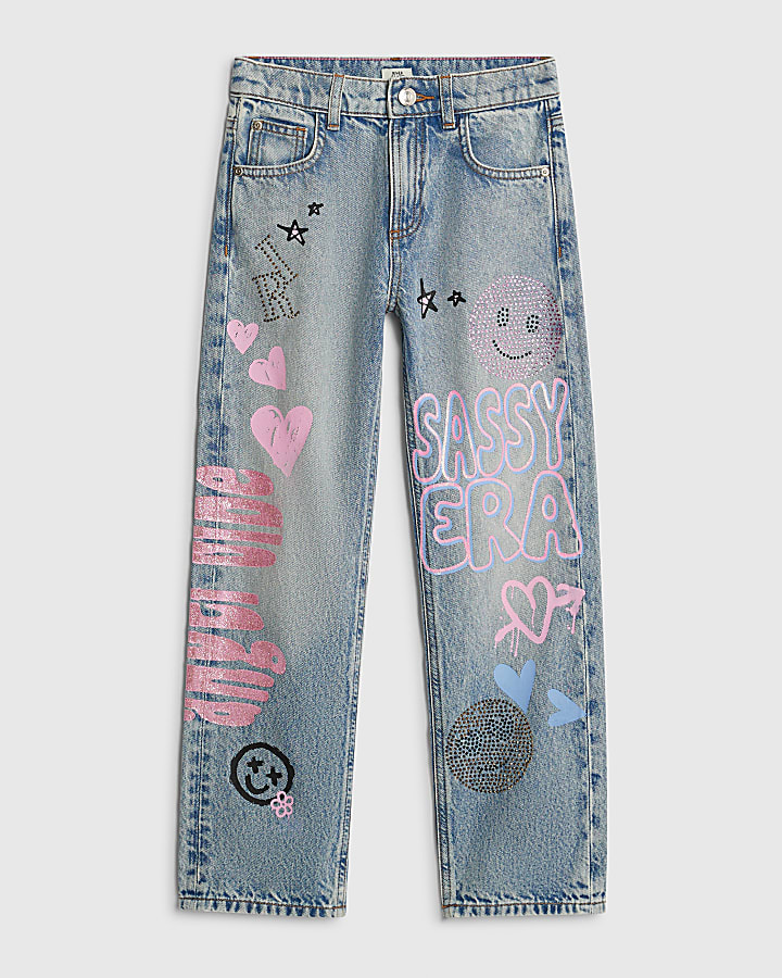 ragazze blu impertinente era dritto jeans
