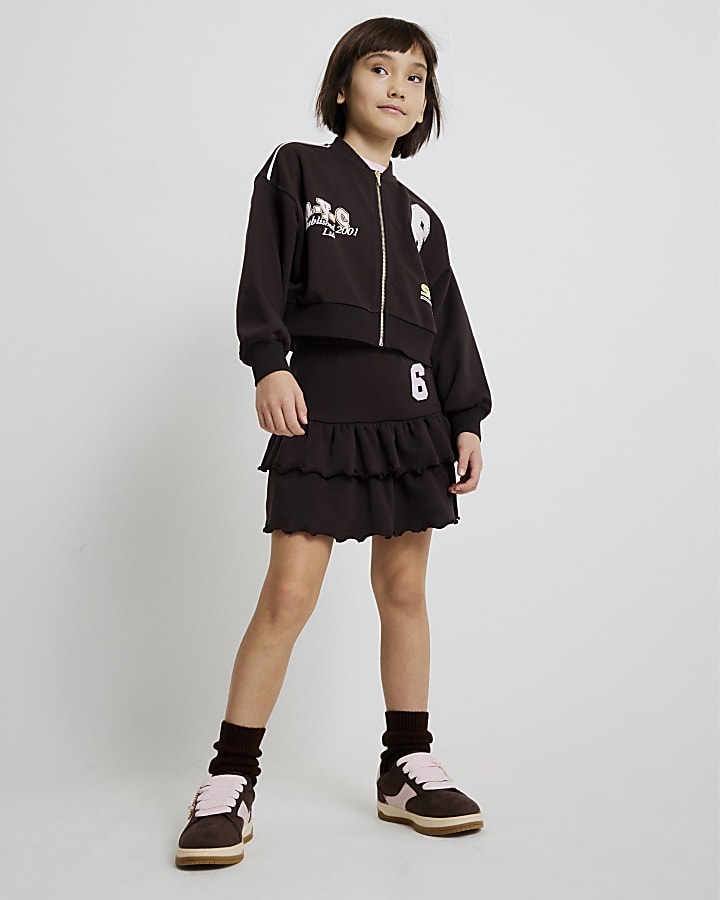 ragazze marrone graffiti bomber set