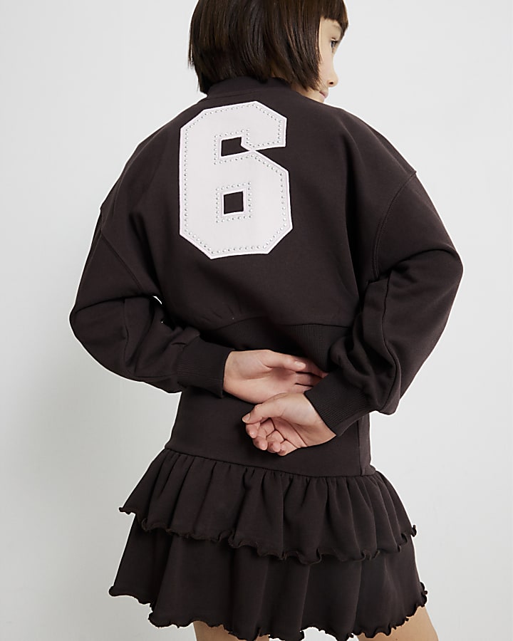 ragazze marrone graffiti bomber set