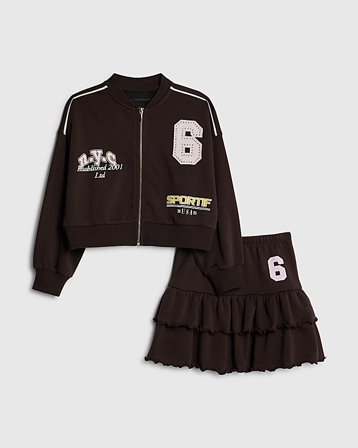 ragazze marrone graffiti bomber set