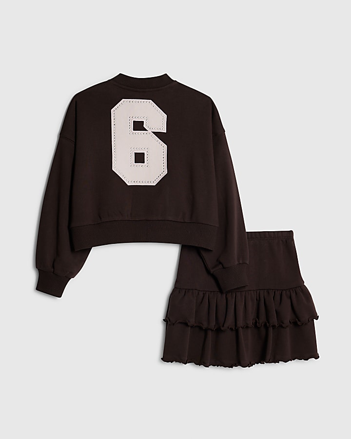 ragazze marrone graffiti bomber set