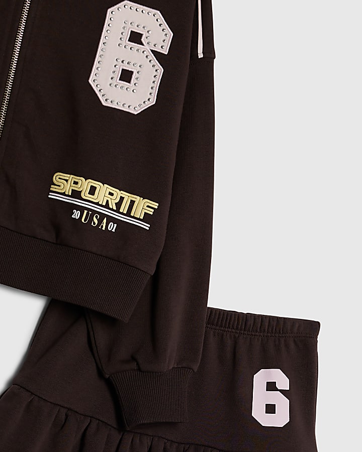 ragazze marrone graffiti bomber set