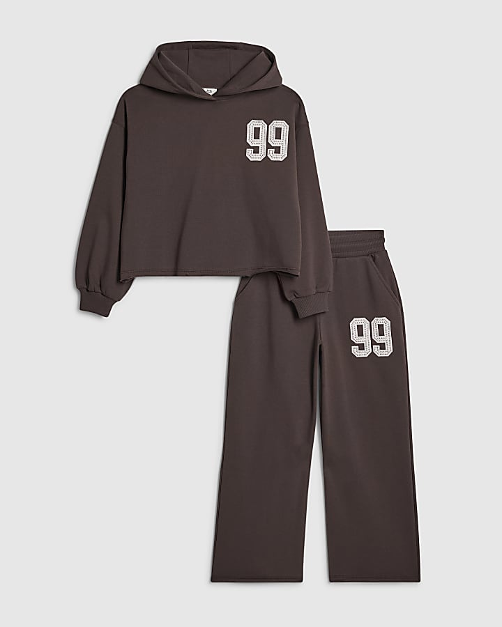 ragazze marrone 99 numero felpa tuta set