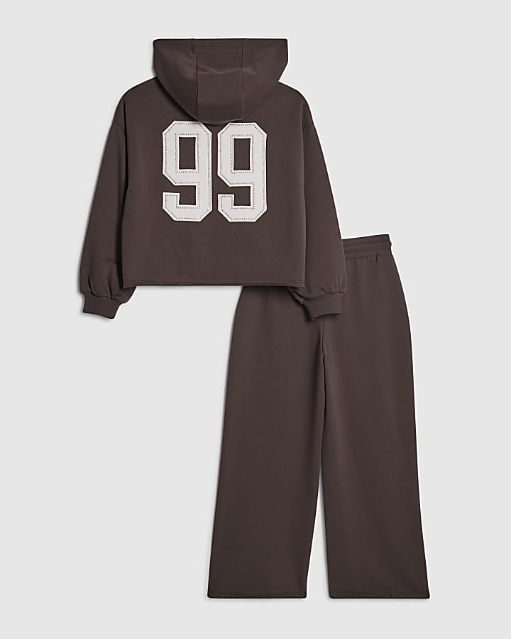 ragazze marrone 99 numero felpa tuta set