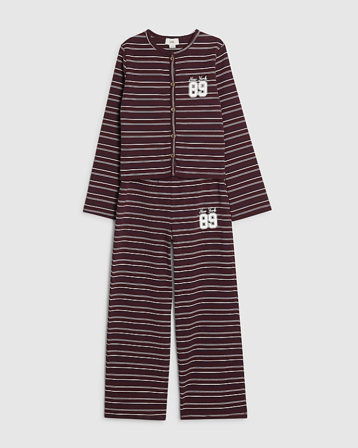 ragazze red stripe 89 cardigan set