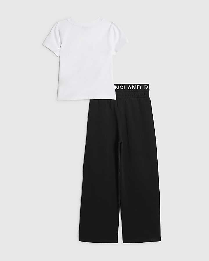 ragazze fiocco nero buone vibrazioni t-shirt set