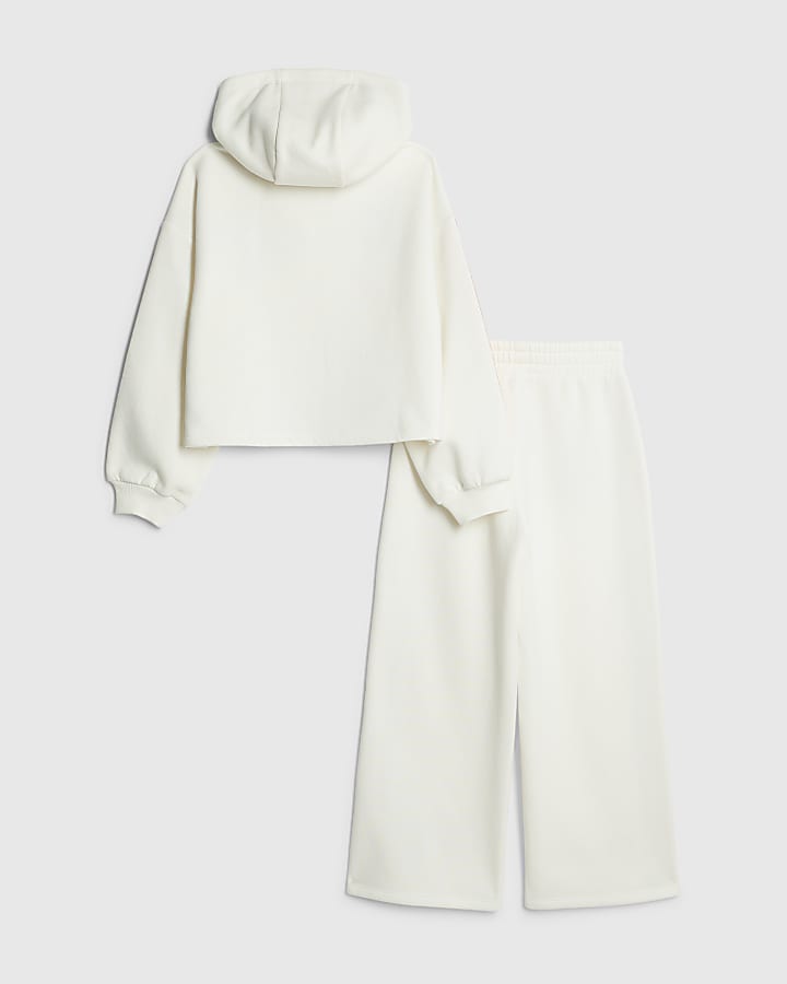 ragazze distintivo bianco felpa tuta set