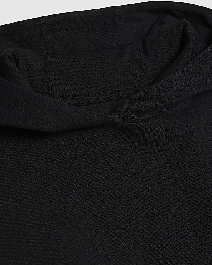 ragazze fiume nero felpa con cappuccio e pantaloni set