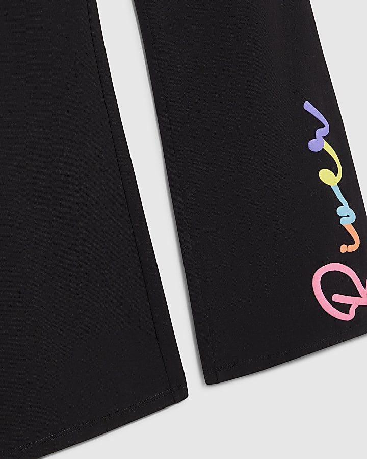 ragazze fiume nero felpa con cappuccio e pantaloni set