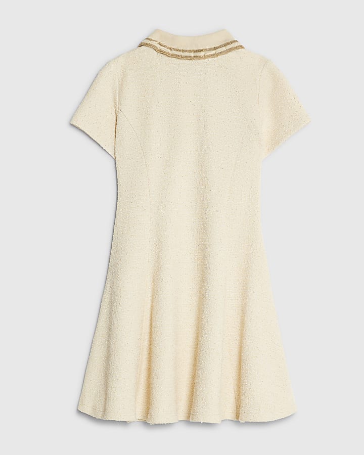 ragazze crema boucle arco polo dress